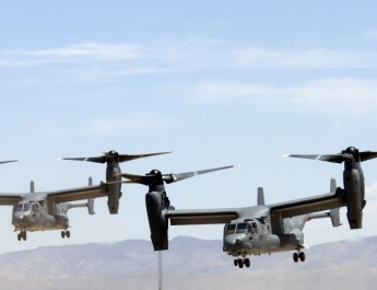 Two CV-22 Ospreys landing at Holloman Air Force Base