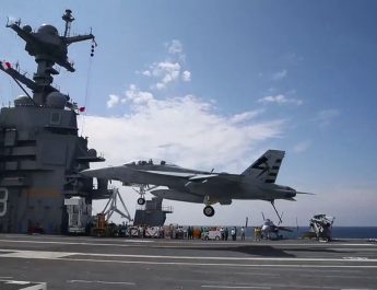 USS Gerald R. Ford Conducts First Arrested Landing And Catapult Launch