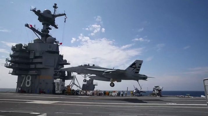 USS Gerald R. Ford Conducts First Arrested Landing And Catapult Launch