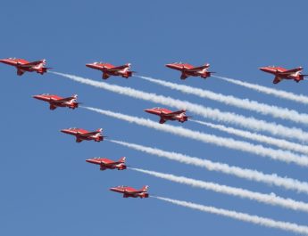 Red Arrows at the 2018 Royal International Air Tattoo, RAF Fairford, England