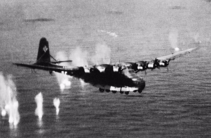 A Messerschmitt Me 263 powered glider under attack off Cape Corse, Corsica, by a Martin Marauder Mark I, flown by the Commanding Officer of No. 14 Squadron RAF, Wing Commander W Maydwell. The aircraft crash-landed on the shore and disintegrated.